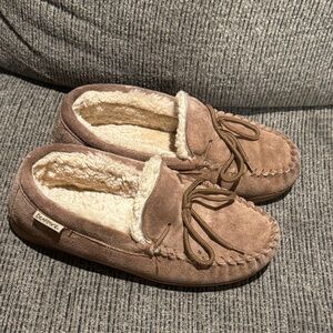 BearPaw Brown Suede Loafers with Cream Lining
